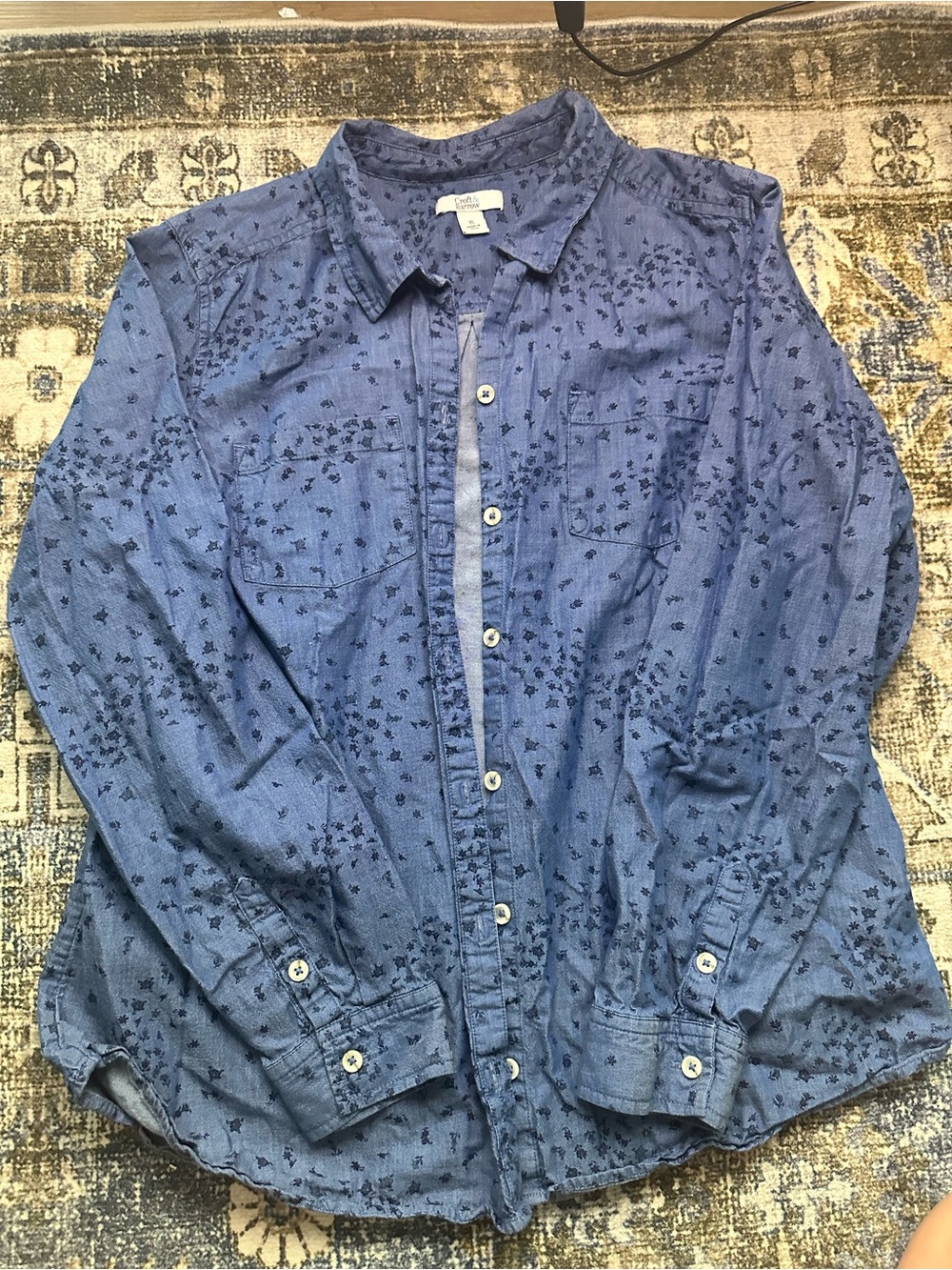 croft & barrow Blue Printed Lightweight Shirt Jacket